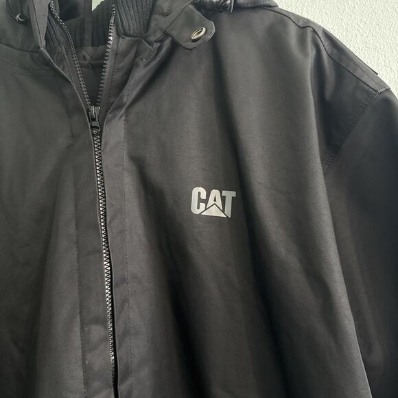 CAT Caterpillar Workwear Men’s Jacket Black Hooded Quilted Lined Insulated 2XL - Picture 2 of 6